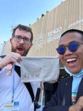 Wa'ik in COP27 with the travelling towel