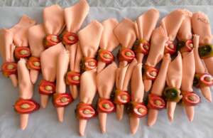 Wooden peach napkin holders for the Chefs!