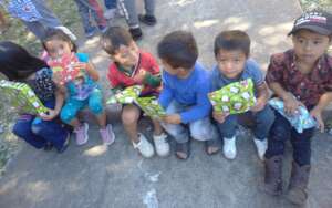 Kids with the presents!