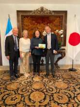 With Japanese Amb. Kuwana with Okayama kibidango