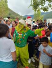 Grinch and Santa Claus with the kids!