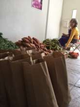 Celeste taking care of the veggies!
