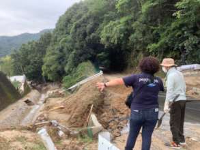 Investigating the disaster area in Hiroshima