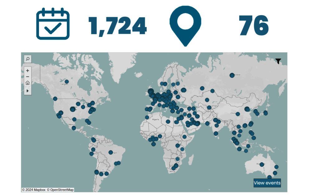 A map of global arms fairs from our new website.