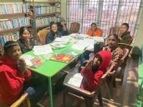 Children Studying at the Library