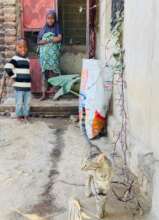 Children proudly showing their family cat
