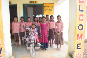 Sana with her classmates in school