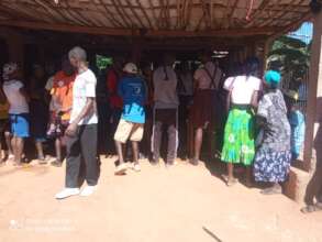 Patients at mobile clinic
