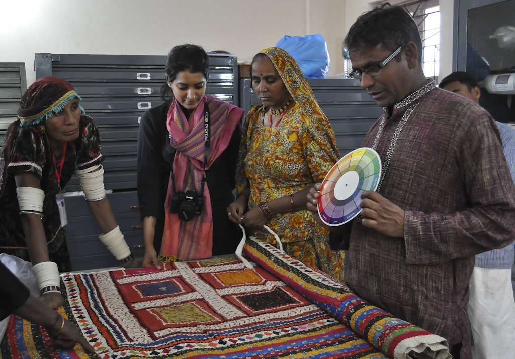 Artisans study the collections