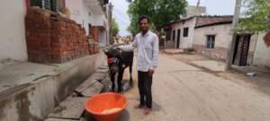 Dinesh taking care of the livestock