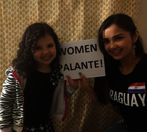 Mom and daughter supporting Women Palante