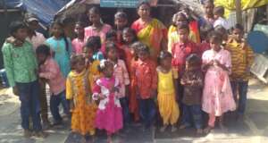Teacher with children