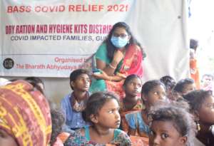 Project Leader Tejasree with children