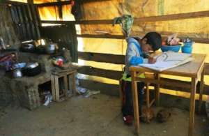 Child doing his homework at house