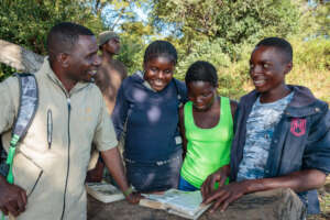 Learning about birds with a safari guide