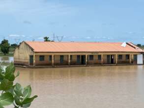Block of classroom submerged in water at Numan LGA