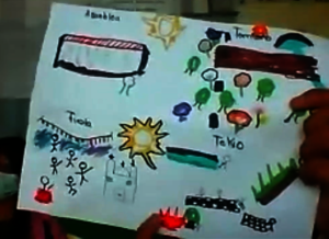 Drawing of sacred cave and communal lands