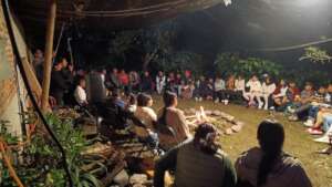 Telling stories at the bonfire