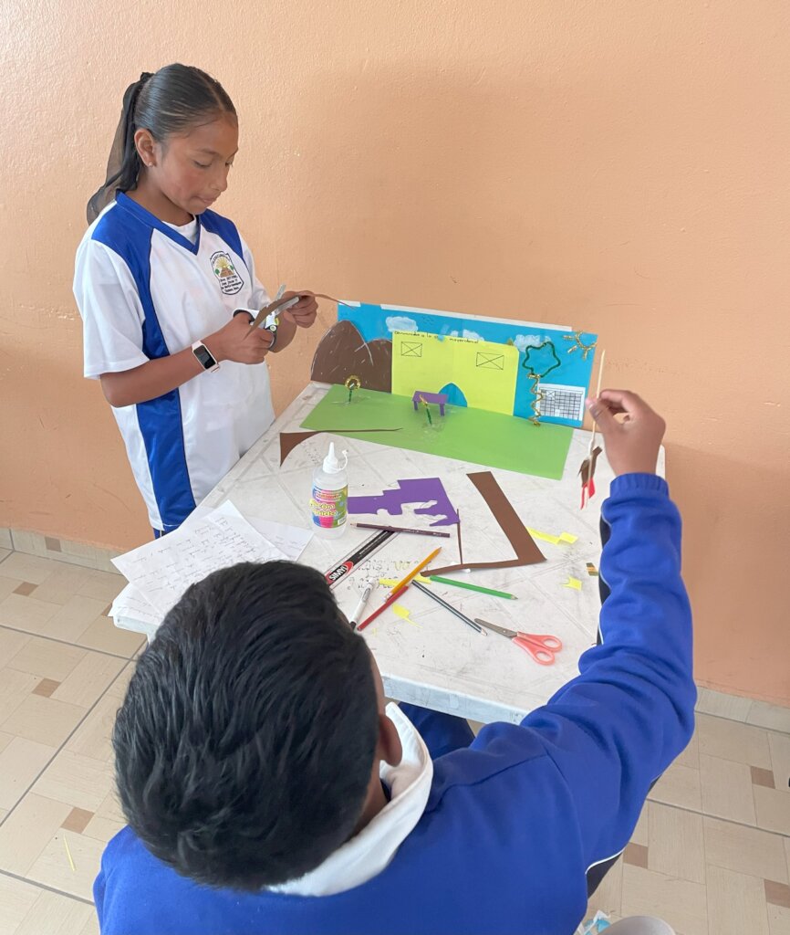 Students creating set for stop motion video