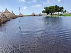 A Village in Fangak submerged in flood water