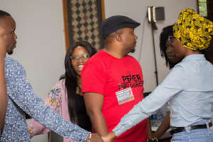 Artists participating in training activity