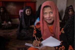 Girl learning at a Safe Healing and Learning Space