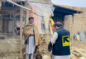 IRC staff conducting an assessment with a client.