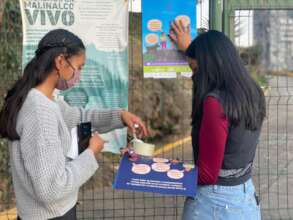 Girls placing campaign posters