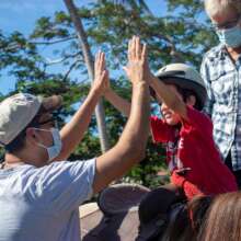 High-5! We're going on the horse!