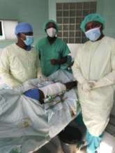 External fixation on earthquake victim.