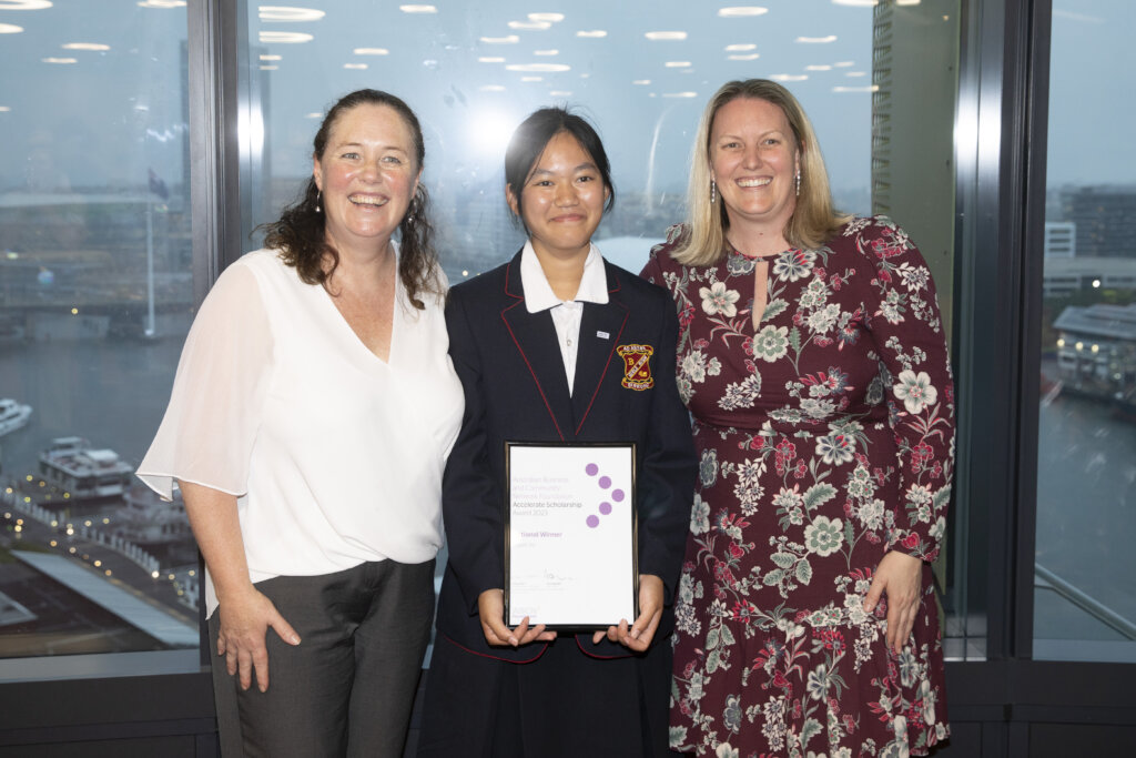 Scholar Tuyet with school reps Melinda & Jackie