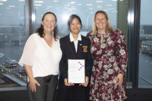 Scholar Tuyet with school reps Melinda & Jackie