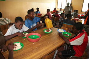 Boarding students having lunch