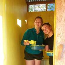 Volunteers improving our bathrooms