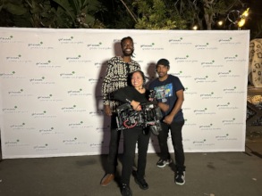 Jacqueline holds the camera for mentor David & DP