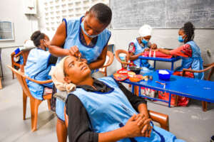 Students during a Hair-dressing course session