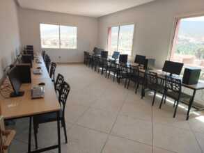 Desks and chairs installed at the study centre
