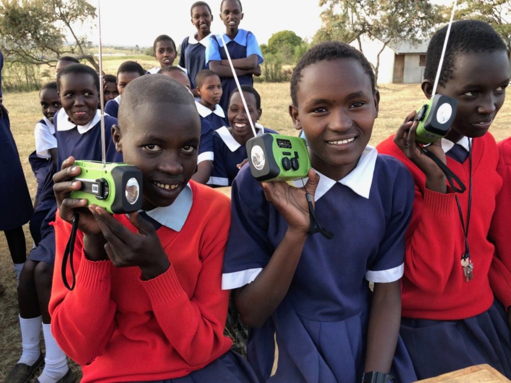 Maasai girls with their Eslia radios