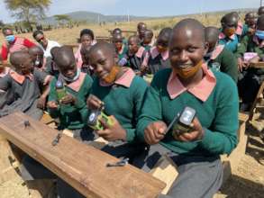 Grade 6 & 7 girls in Narok county with radios