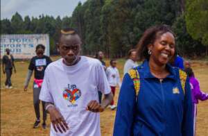 A parent and an autistic son during the 5km run