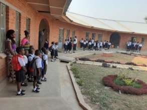 Gathering in playground on day one!