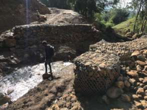 Example of gabion boxes for dam building