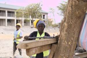 Working on the admin building- 70% women!