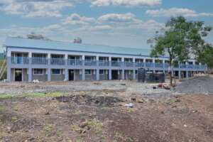 The first block of classrooms completed.