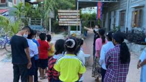 Students are on tours around the school campus.