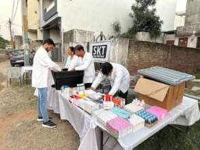 Setting up the medicines for the clinic