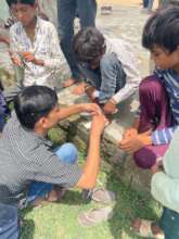 An infected toe being helped at a street-clinic