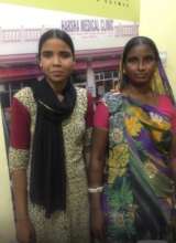 Sunita with her mom in 2015 at a clinic site.