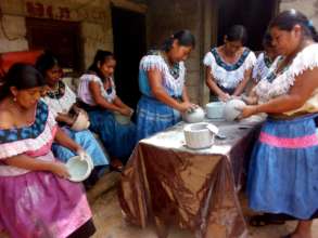 tseltal women working decorative items