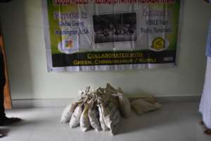 Ration distribution at relief camp